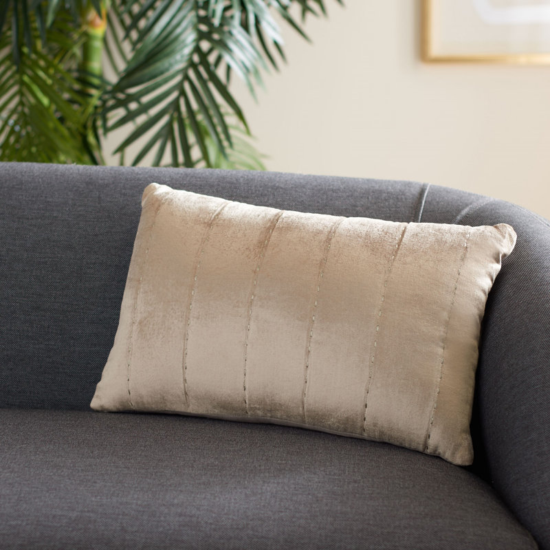 Embroidered Reversible Throw Pillow, Champagne