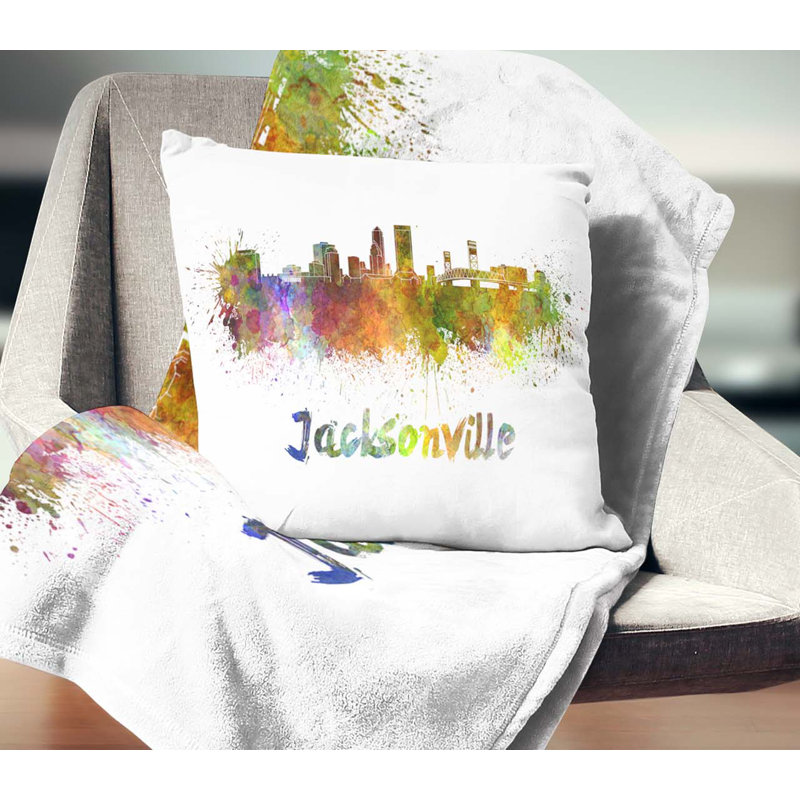Coussin Jacksonville Skyline - Cityscape, 16 po x 1 po, Coussin décoratif