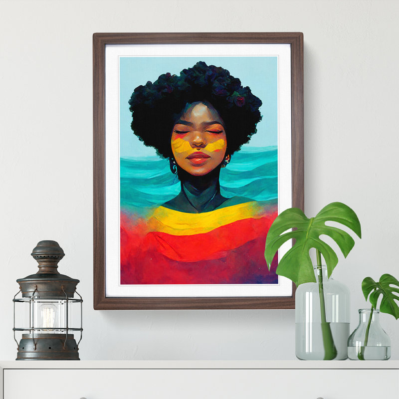 Marvellous Woman - Wall Art, 48cm H x 36cm W x 2cm D, Oak Framed Paper, White