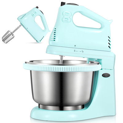 2‑in‑1 Handheld & Stand Mixer with 3‑Quart Bowl – Electric Kitchen Mixer with Dough Hooks & Beaters for Frosting, Meringues, and More