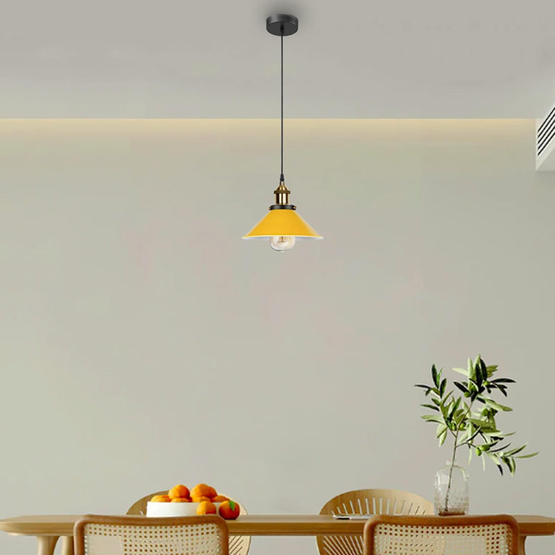 Modern Industrial Cone Pendant Light | Adjustable 1-Light Ceiling Fixture for Kitchen Islands, Dining Areas & Hallways, No
