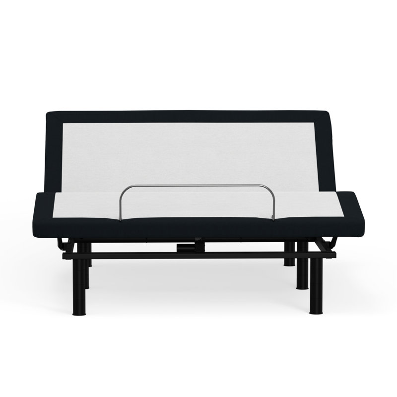 Lit double gris avec base en métal réglable zéro, télécommande sans fil pour une expérience de positionnement personnalisée, commodité pour l'utilisateur
