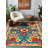 Larissa Collection Digital Print Cotton-Polyester Blend Rug – Teal & Red-1059837544