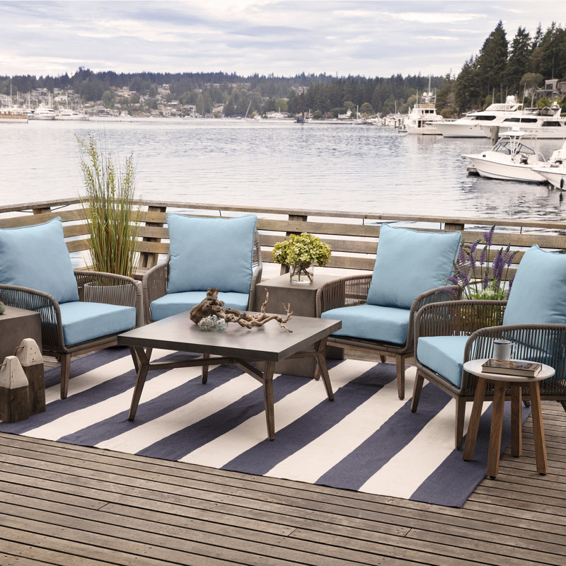 Arden Selections Oceantex Outdoor Lounge Chair 6" Cushion, Sky Blue