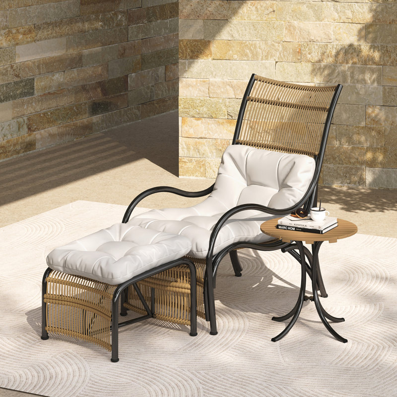 Ensemble de conversation de patio 3 pièces (beige, noir et naturel)