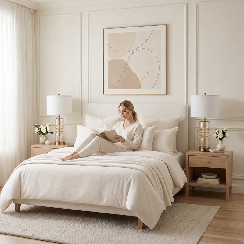 Lampe de chevet en verre multicouche, hauteur 59 cm, guirlande lumineuse intégrée et abat-jour en lin pour un éclairage d'ambiance chaleureux, ports de chargement USB et Type-C pour la chambre ou le salon, cadeau idéal pour les fêtes