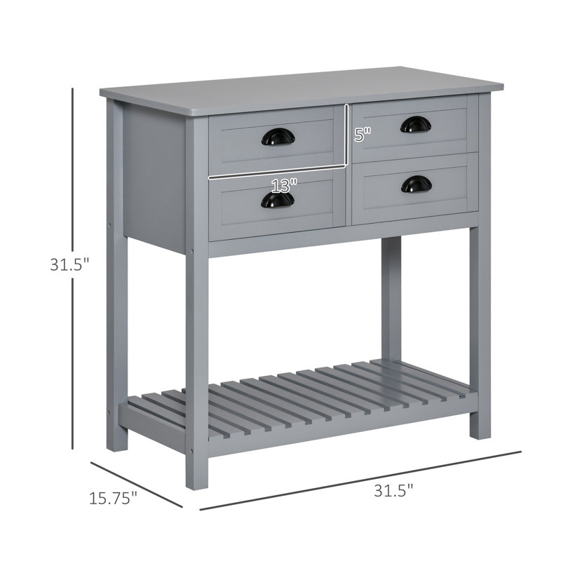Coffee Bar Cabinet with Drawers and Slatted Bottom Shelf, Grey