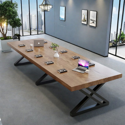 10-person solid wood rectangular conference table