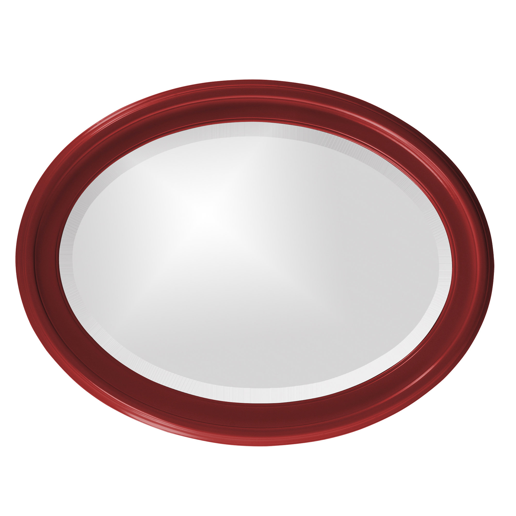 Borna Solid Wood Oval Mirror, Red