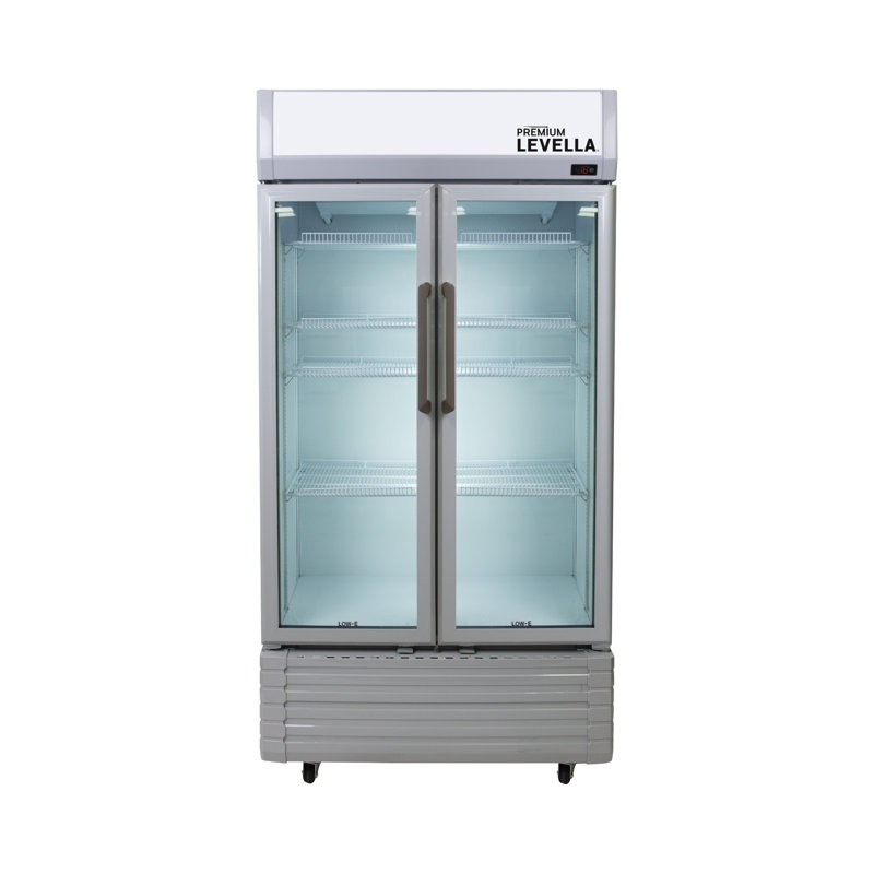 Premium 73'' Silver Smart Upright Double Glass Door Refrigerator