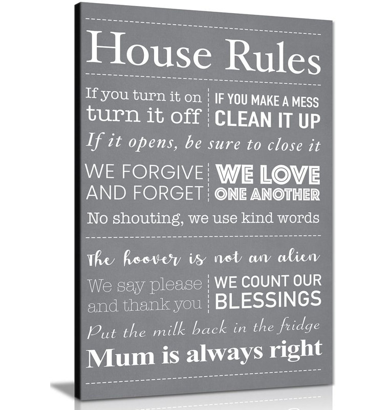 House Rules - Wrapped Canvas Print, 46cm H x 31cm W