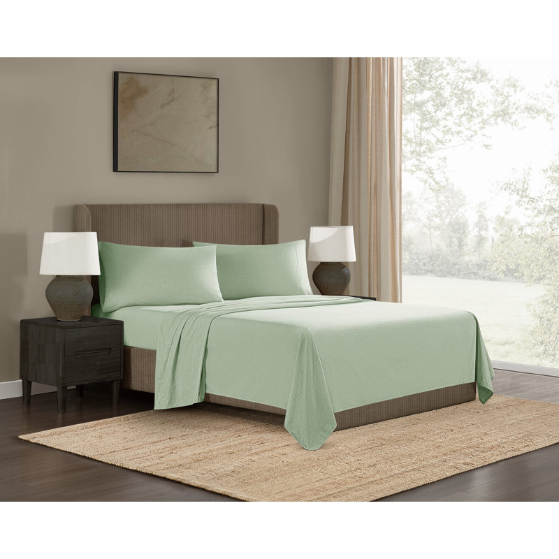 Ensemble de draps Frye, Ensemble de draps pour très grand lit avec 2 taie, Vert