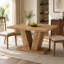 Table de salle à manger de style campagnard de 119 cm (47 po) pour 4 personnes, table de cuisine avec plateau de 4 cm (1,57 po) d'épaisseur et pied central triangulaire, idéale pour les cuisines compactes.-1065003089