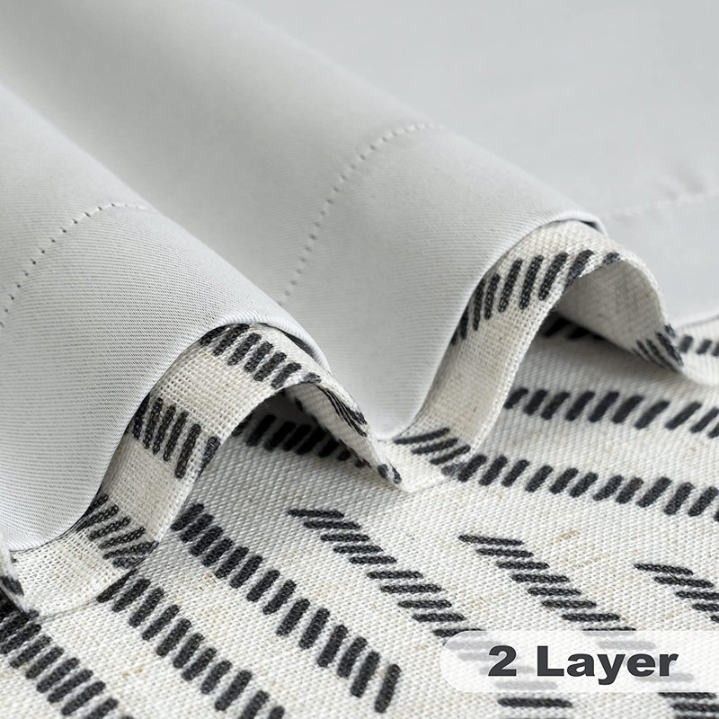 BrionyValance Farmhouse Linen Lined Valance Double Layer Thermal Insulated Room Darkening Blackout Window Valances 3 Inch Rod Pocket Striped Kitchen Valance 1 pack 