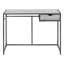 Bureau d'ordinateur à domicile avec tiroir, stratifié gris sur structure en métal noir, table de travail compacte de 42 pouces