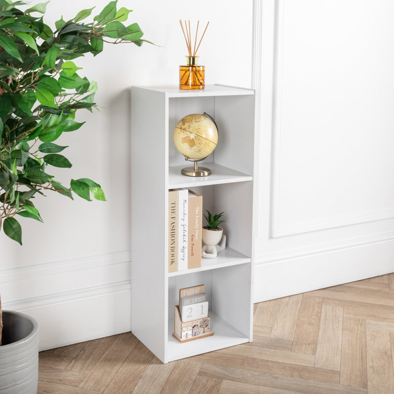 3 Tier  Cube Bookcase Wooden Bookshelf, White