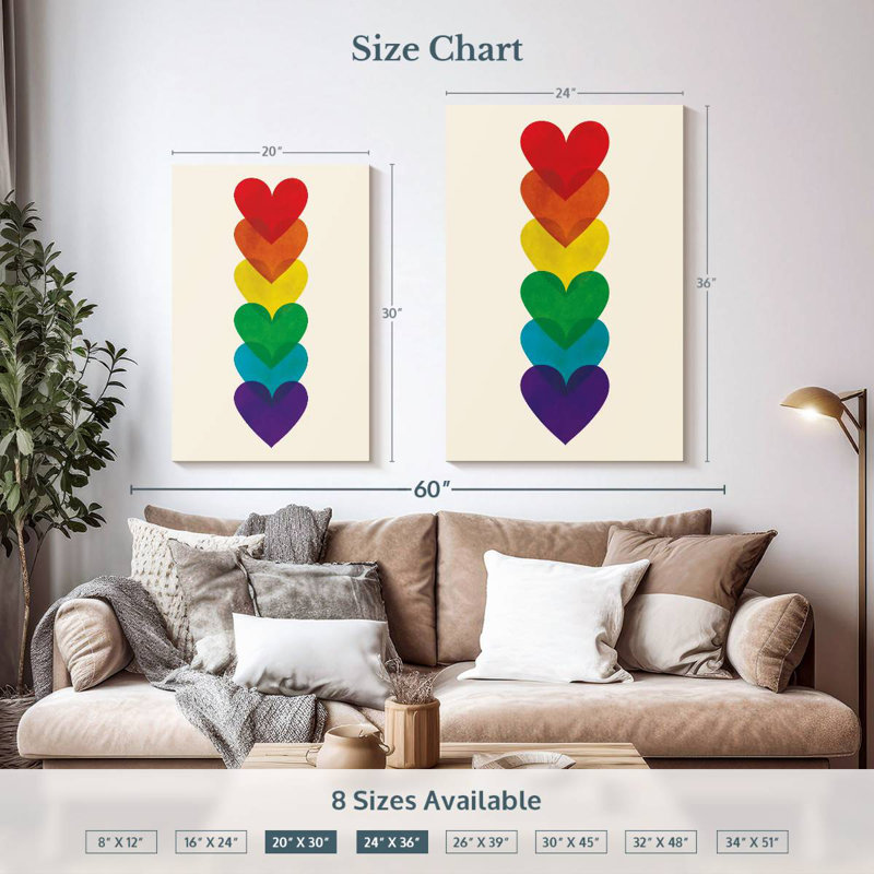 Khyia Rainbow Hearts Stack, 36" H x 24" W