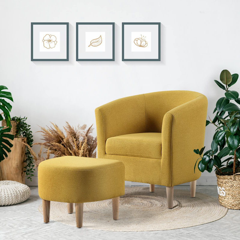 Fauteuil demi-tonneau rembourré de 27 po de large avec repose-pieds, Marine