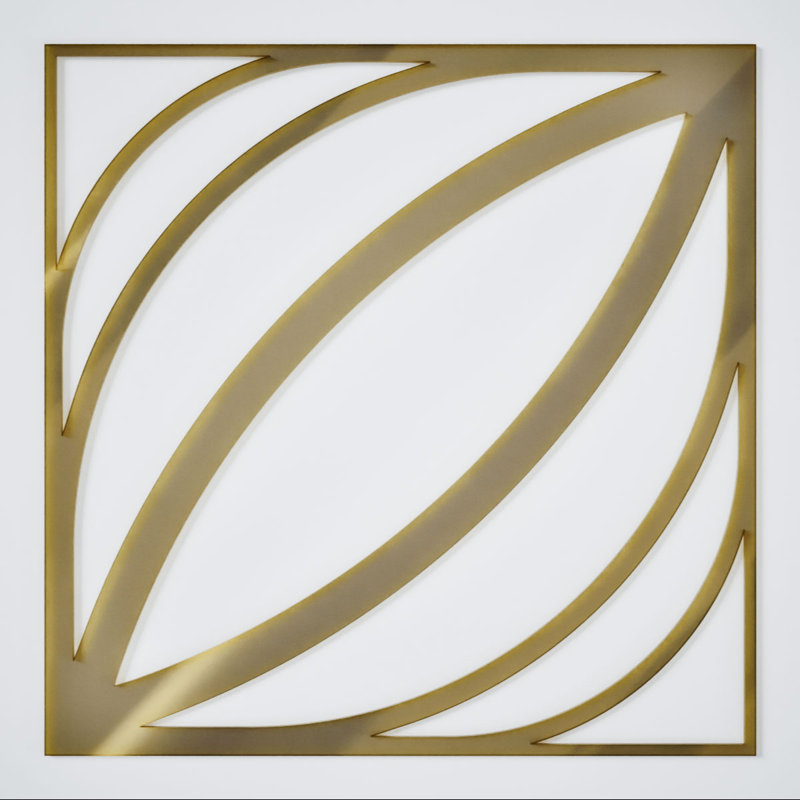 Otis Decorative Fretwork Acrylic Wall Panels, Large, 23 3/8"W x 23 3/8"H x 1/8"T, Gold Mirror, Gold