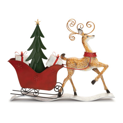 Renne de Noël en métal avec traîneau 26,25 po