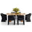 Ensemble de table de salle à manger pour 6 personnes avec table ovale et 6 fauteuils rembourrés en tissu-132840114