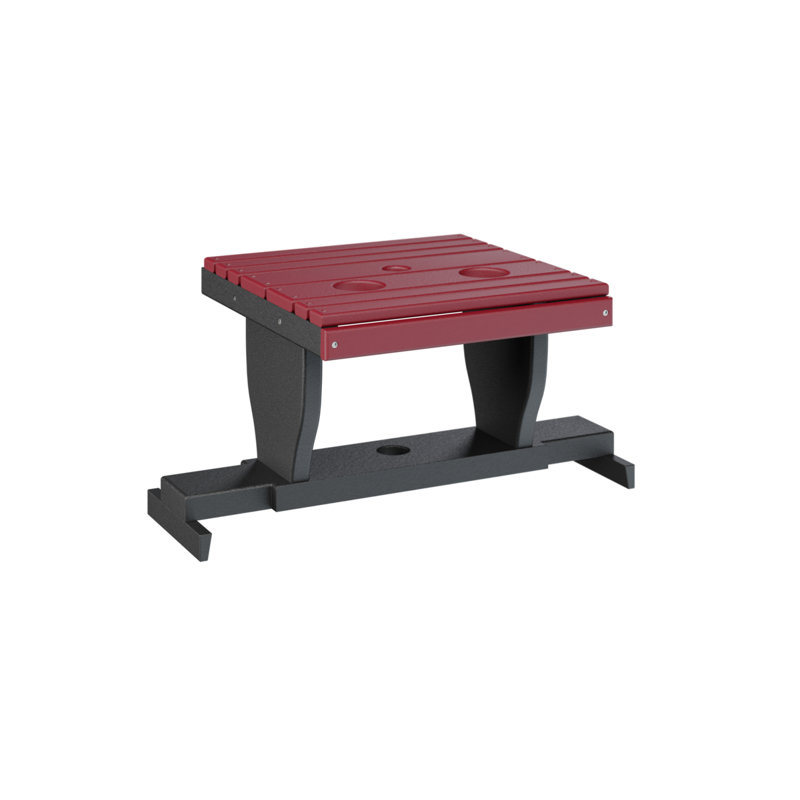 Outdoor Rectangle Side Table, Scarlet Red, Black