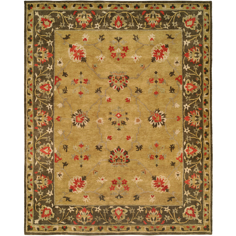 Meredith Wool Oriental Area Rug in Gold/Brown, Rectangle 3' x 5'