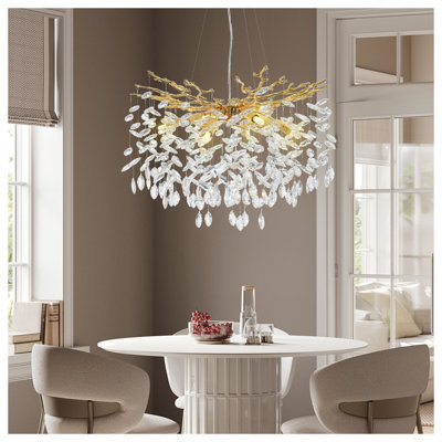 Paree 18 - Light  47.5" Luxury Real Crystal Chandeliers Dimmable  Kitchen Island Square / Rectangle Chandelier