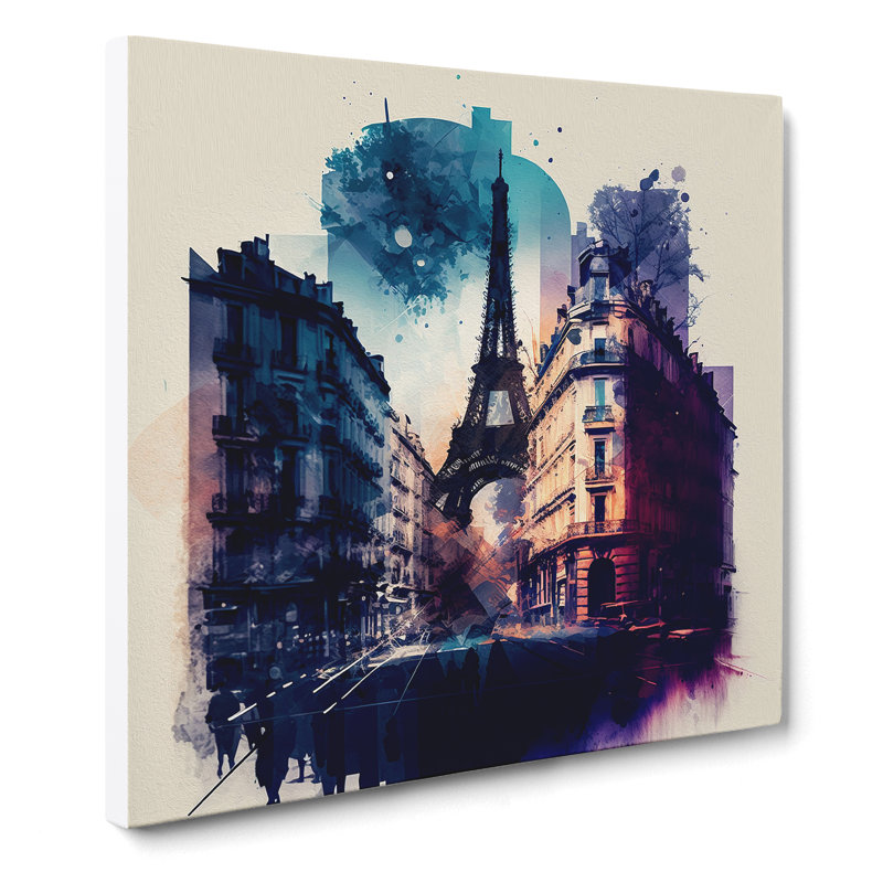 City Of Paris Gestural Art - No Frame Print, 50cm H x 50cm W x 3cm D