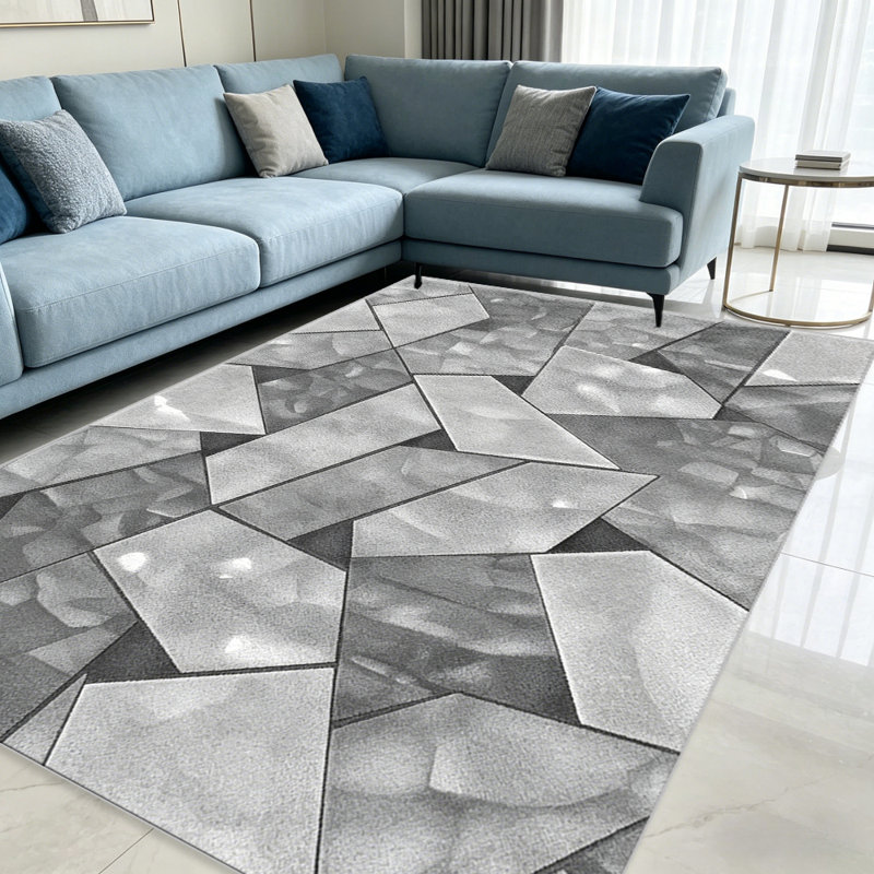 Grey Silver Crystal   area rugs for Living Room, Soft and Comfortable, Suitable for all seasons, easy to maintain, machine washable Indoor floor mat, Under Table Farmhouse suitable for Bedroom, Dining Room, Study,  Balcony, Home Decor Patio