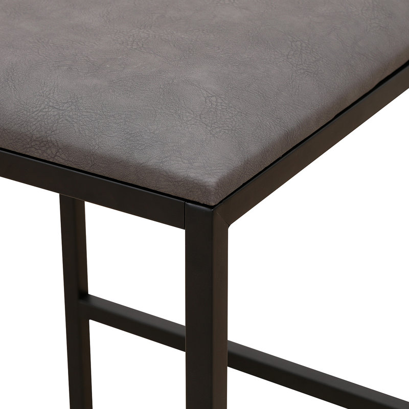 Ensemble de 2 tabourets de bar à hauteur de comptoir avec dossier et pieds en métal modernes sans accoudoirs et chaises rembourrées en polyuréthane gris (avec dossier)
