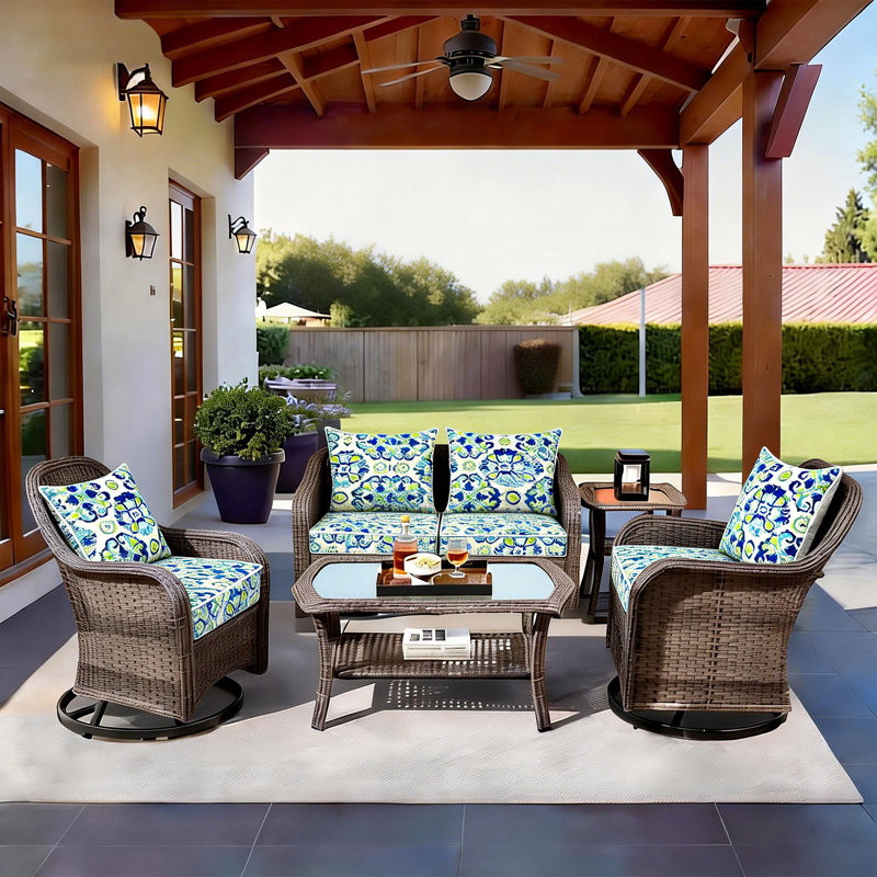 22 x 22 In Patio Furniture Cushions set of 4, Fade Resistant Outdoor Seat Cushions with 4 pairs of Ties, Deep Seat Cushion for Seat Patio Chairs, Rattan Furniture, Wicker Seating, outdoor Adirondack Chair,Ball Flowers