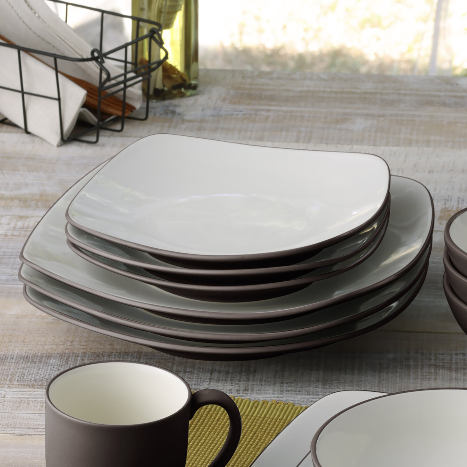 Noritake Colorwave Square Dinner Plates, 10-3/4", Chocolate