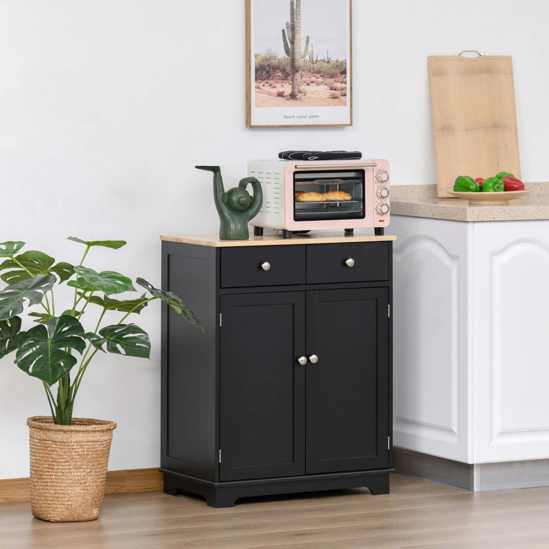 Modern Kitchen Sideboard With Solid Wood Countertop, Roomy Storage And Practical Workspace For Versatile Use