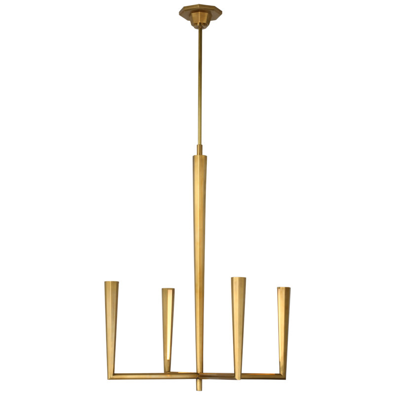 Thomas O'Brien Galahad Small Chandelier, Hand-Rubbed Antique Brass, 69.5" H x 26" W x 26" D