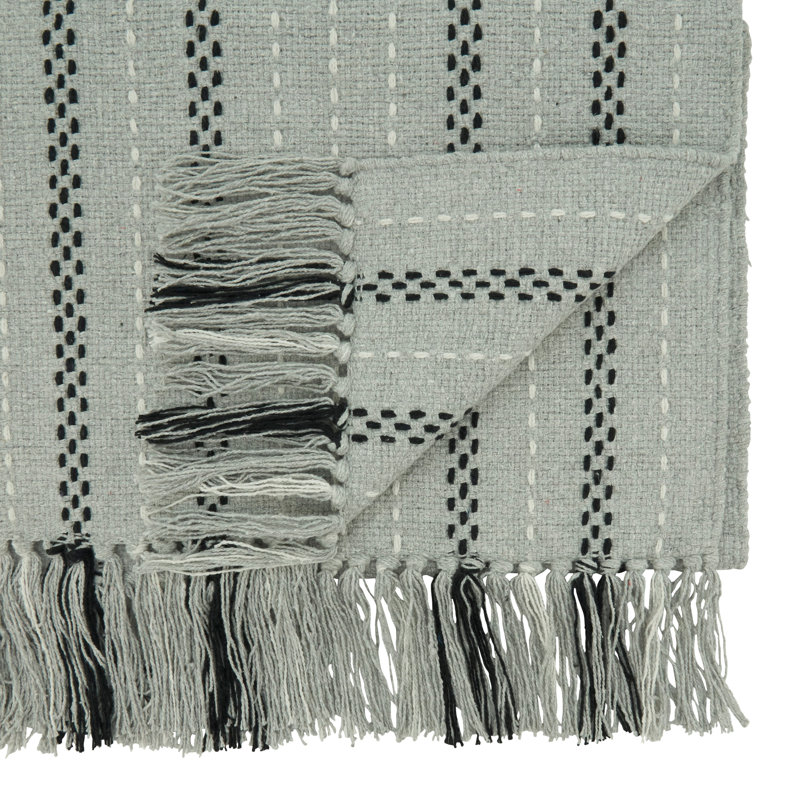 Runner_Fringe Table Runner With Stitched Stripe Design