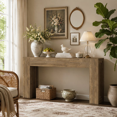 63" Console Table, Rustic Sofa Table Hallway Table with Stable Legs