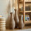 Ensemble de 3 vases de sol en rotin fait à la main Eibhinn, grand grand vase, finition multicolore