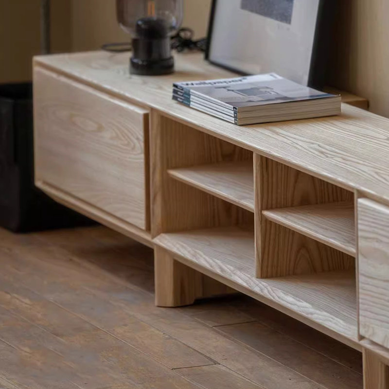 Meuble télé moderne et simple à poncer à la main, 86.61"