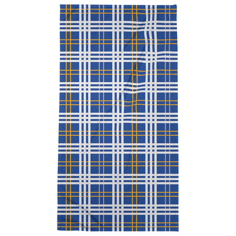 Bath Towel, Polyester/Cotton Blend, Blue/Gold/White