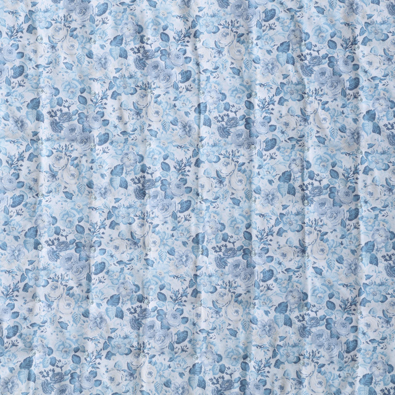 Twin Blue Microfiber Reversible Quilt Set with Ruffles