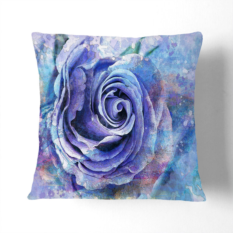 Floral Square Throw Cushion, White, 40cm H x 40cm W x 15cm D
