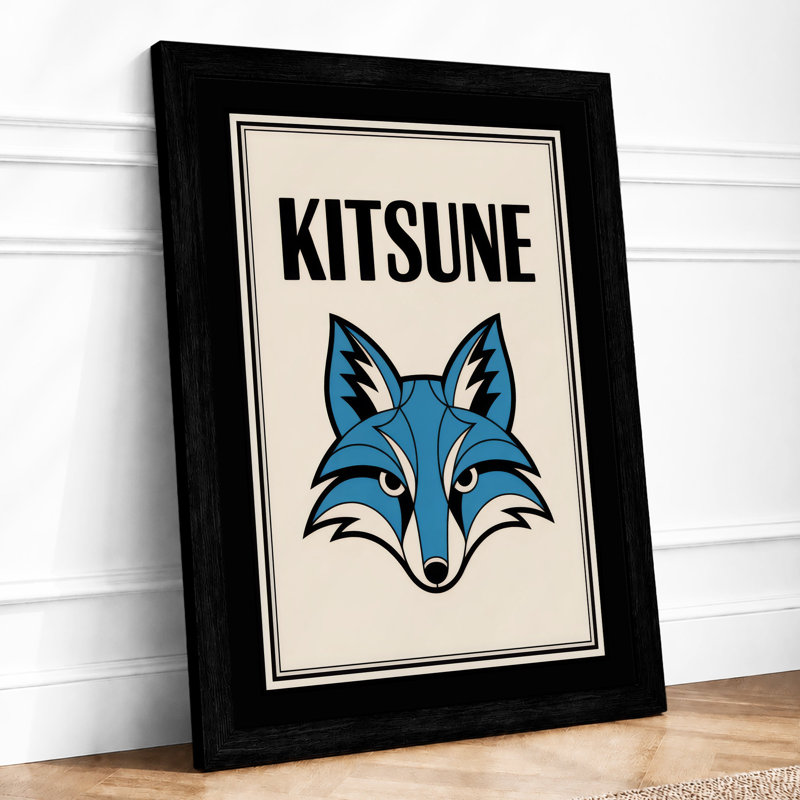 Kitsune Spirit Art Deco - Framed Print, A1 - 84.1 x 59.4 cm, Black