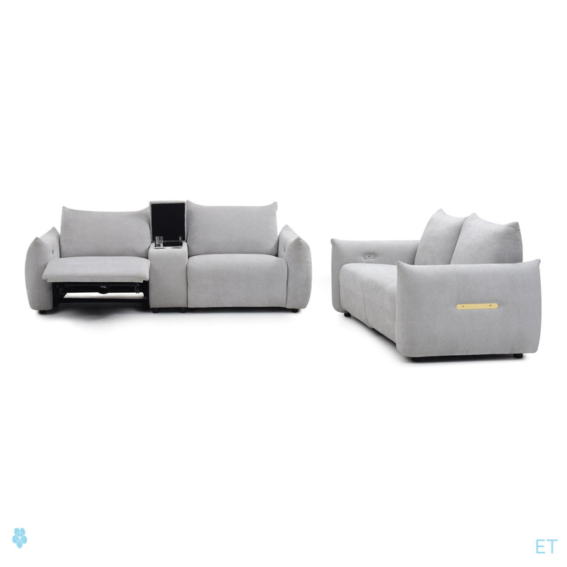 Ensemble de canapé inclinable électrique avec DEL, ensemble de mobilier de salon, ensemble de canapé en cuir avec port USB