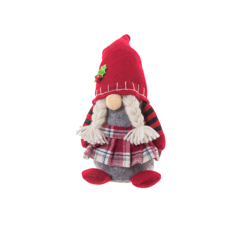 Gnome rouge en tissu festif