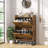 2 Drawer Industrial Shoe Cabinet,Open Storage Shelf,Rustic Brown