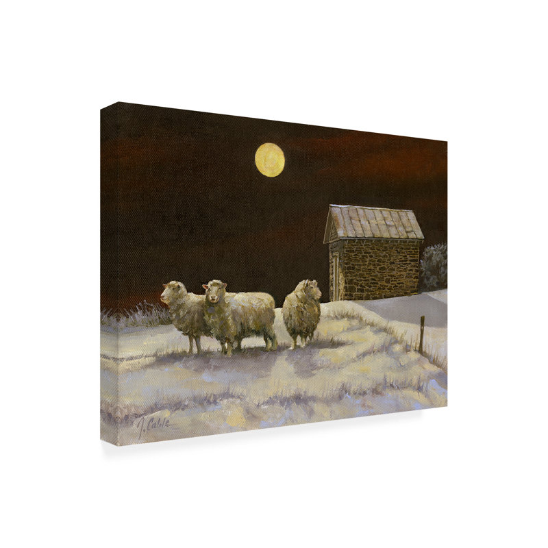 Art mural sur toile tendue - art mural «Lambing Moon 2» par Jerry Cable pour le salon, la chambre à coucher ou le bureau - 14 x 19