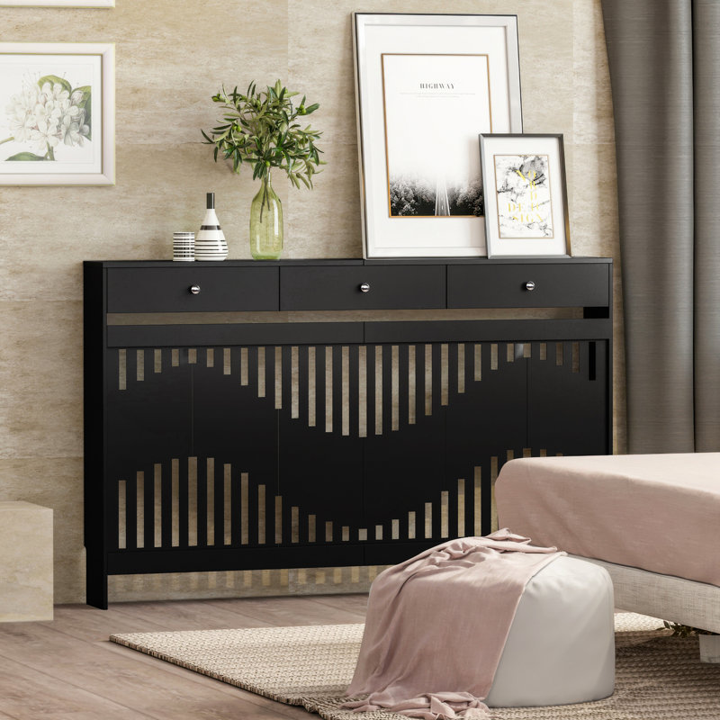Radiator Cover, Black, 96cm H x 152cm W x 19cm D