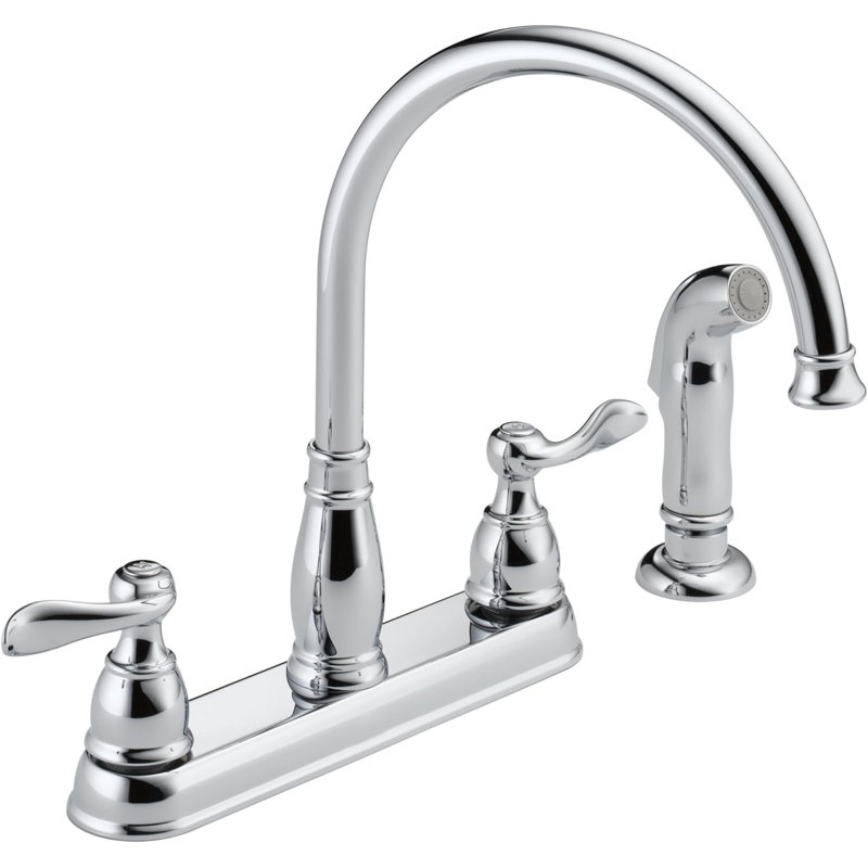 Chrome Double Handle Kitchen Faucet with Side Sprayer