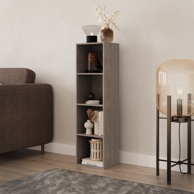 106cm H x 30cm W Particle Board / Chipboard Standard Bookcase, Cedar Grey